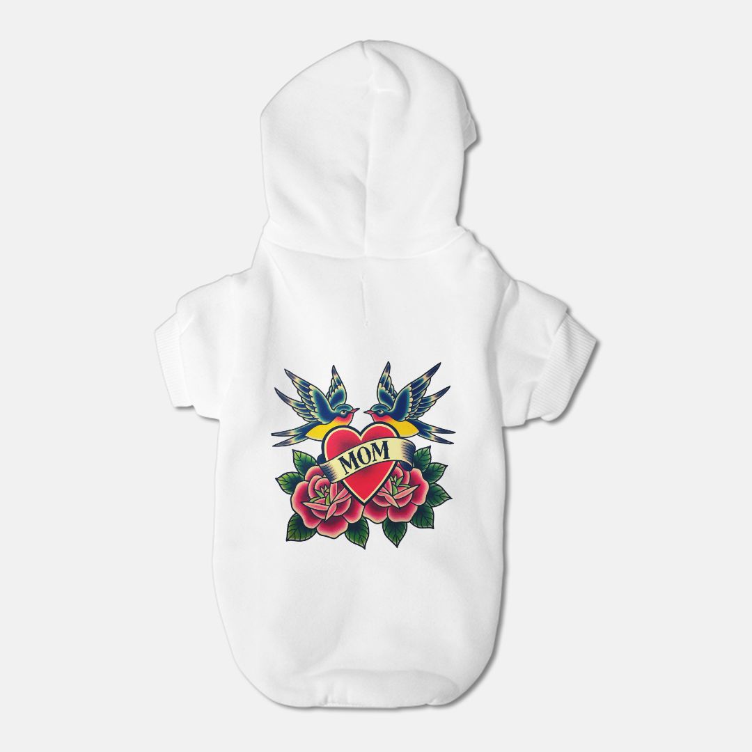 Mom Tattoo Heart Dog Hoodie For Dogs -Dog Gift- Punk Dog-Dogs Lovers Gift-Punk Dog Hoodie